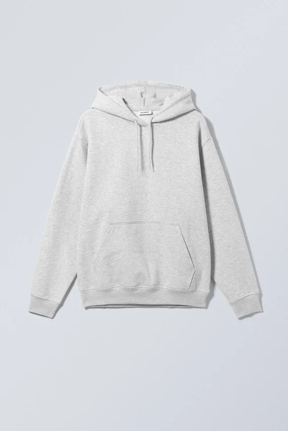 Sudadera con capucha holgada y de peso grueso – Gris jaspeado Sudadera con capucha holgada y de peso grueso – Gris jaspeado