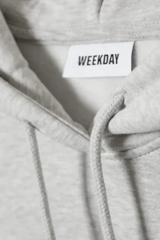 Sudadera con capucha holgada y de peso grueso – Gris jaspeado