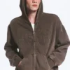 Sudadera con capucha holgada y estampados – Marrón oscuro