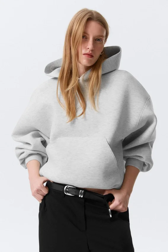 Sudadera con capucha oversize de estilo scuba – Gris jaspeado Sudadera con capucha oversize de estilo scuba – Gris jaspeado