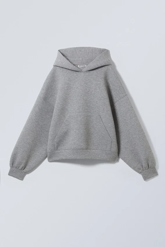 Sudadera con capucha oversize de estilo scuba – Gris jaspeado Sudadera con capucha oversize de estilo scuba – Gris jaspeado