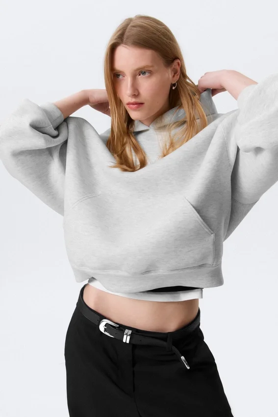 Sudadera con capucha oversize de estilo scuba – Gris jaspeado Sudadera con capucha oversize de estilo scuba – Gris jaspeado
