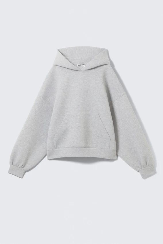 Sudadera con capucha oversize de estilo scuba – Gris jaspeado Sudadera con capucha oversize de estilo scuba – Gris jaspeado