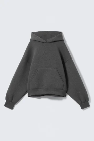 Sudadera con capucha oversize de estilo scuba – Gris oscuro jaspeado