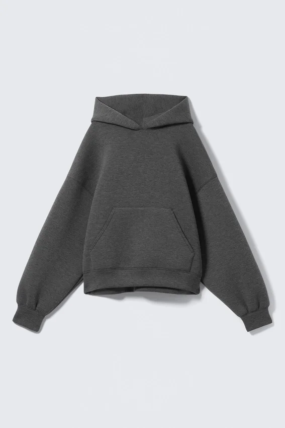 Sudadera con capucha oversize de estilo scuba – Gris oscuro jaspeado Sudadera con capucha oversize de estilo scuba – Gris oscuro jaspeado