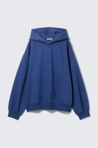 Sudadera con capucha oversize de felpa de algodón grueso – Azul oscuro