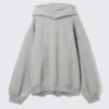 Sudadera con capucha oversize de felpa de algodón grueso – Gris jaspeado Sudadera con capucha oversize de felpa de algodón grueso – Gris jaspeado