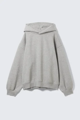 Sudadera con capucha oversize de felpa de algodón grueso – Gris jaspeado