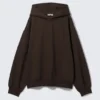 Sudadera con capucha oversize de felpa de algodón grueso – Marrón oscuro