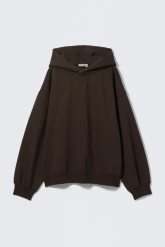 Sudadera con capucha oversize de felpa de algodón grueso – Marrón oscuro