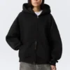 Sudadera con capucha oversize de gran gramaje y cremallera – Negro Sudadera con capucha oversize de gran gramaje y cremallera – Negro