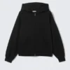 Sudadera con capucha oversize de gran gramaje y cremallera – Negro Sudadera con capucha oversize de gran gramaje y cremallera – Negro