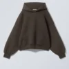 Sudadera con capucha oversize de neopreno – Marrón oscuro Sudadera con capucha oversize de neopreno – Marrón oscuro