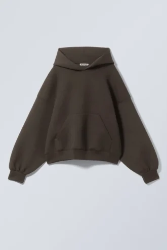 Sudadera con capucha oversize de neopreno – Marrón oscuro