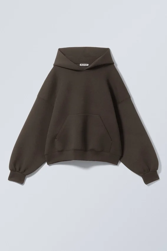 Sudadera con capucha oversize de neopreno – Marrón oscuro Sudadera con capucha oversize de neopreno – Marrón oscuro
