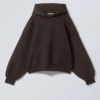 Sudadera con capucha oversize de neopreno – Marrón oscuro Sudadera con capucha oversize de neopreno – Marrón oscuro