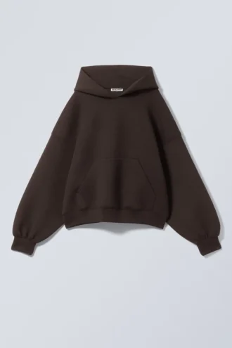 Sudadera con capucha oversize de neopreno – Marrón oscuro