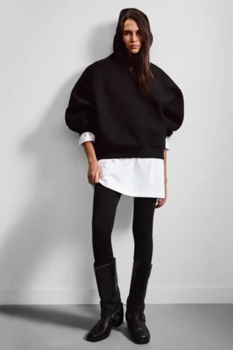Sudadera con capucha oversize de neopreno – Negro