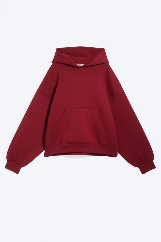 Sudadera con capucha oversize de neopreno – Rojo oscuro Sudadera con capucha oversize de neopreno – Rojo oscuro