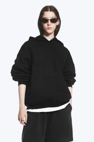 Sudadera con capucha oversize de peso grueso – Negro