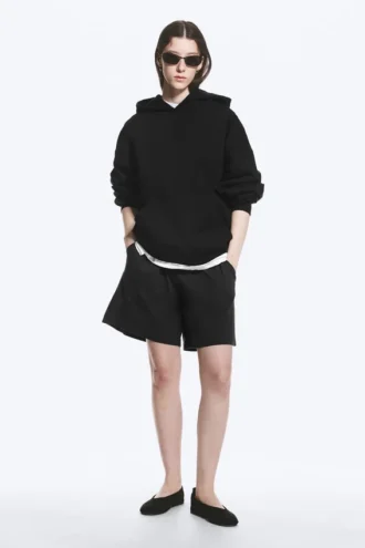 Sudadera con capucha oversize de peso grueso – Negro