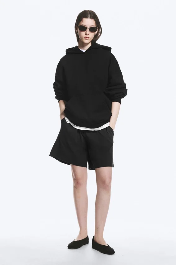 Sudadera con capucha oversize de peso grueso – Negro Sudadera con capucha oversize de peso grueso – Negro