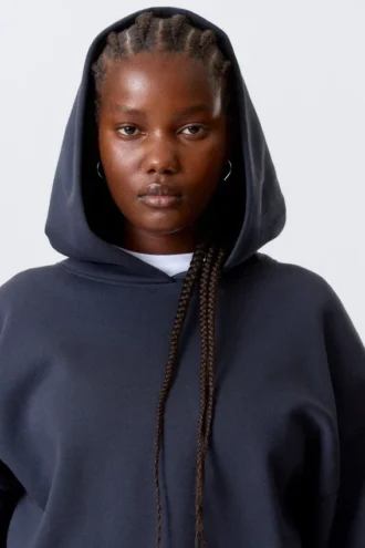 Sudadera con capucha oversize de tejido grueso – Azul oscuro