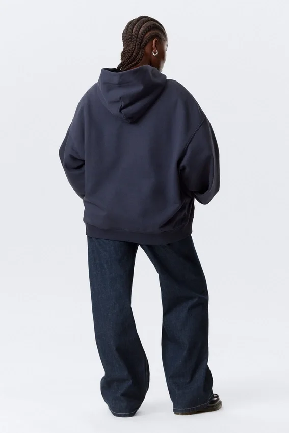 Sudadera con capucha oversize de tejido grueso – Azul oscuro Sudadera con capucha oversize de tejido grueso – Azul oscuro