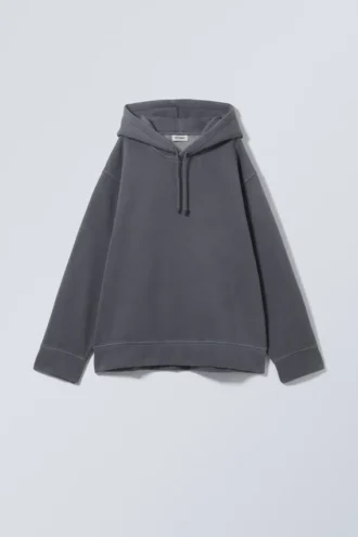 Sudadera con capucha oversize de tejido grueso – Azul oscuro empolvado