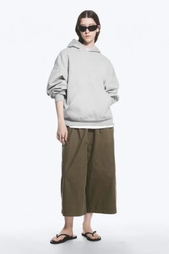 Sudadera con capucha oversize de tejido grueso – Gris claro jaspeado
