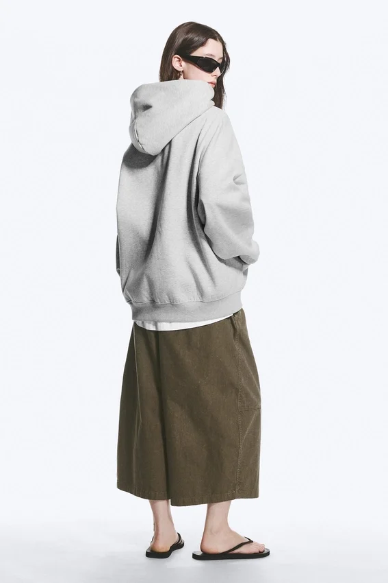 Sudadera con capucha oversize de tejido grueso – Gris claro jaspeado Sudadera con capucha oversize de tejido grueso – Gris claro jaspeado