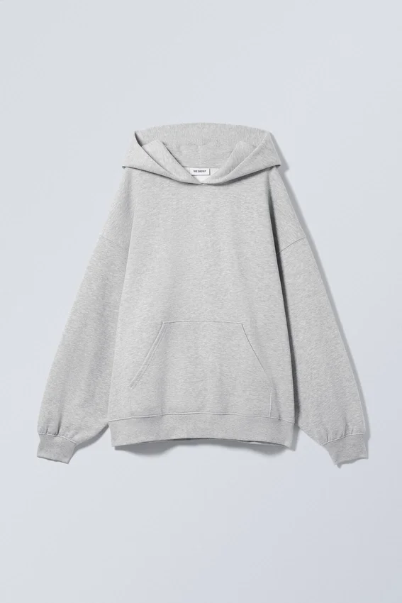Sudadera con capucha oversize de tejido grueso – Gris claro jaspeado Sudadera con capucha oversize de tejido grueso – Gris claro jaspeado