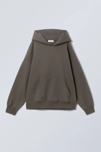 Sudadera con capucha oversize de tejido grueso – Marrón oscuro