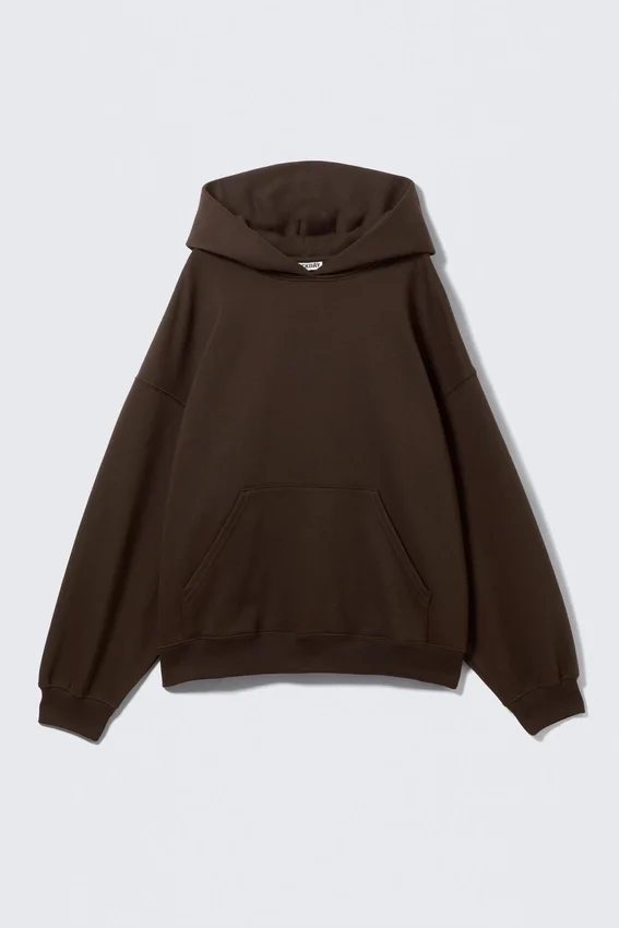 Sudadera con capucha oversize de tejido grueso – Marrón oscuro Sudadera con capucha oversize de tejido grueso – Marrón oscuro