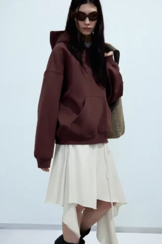 Sudadera con capucha oversize de tejido grueso – Rojo oscuro Sudadera con capucha oversize de tejido grueso – Rojo oscuro