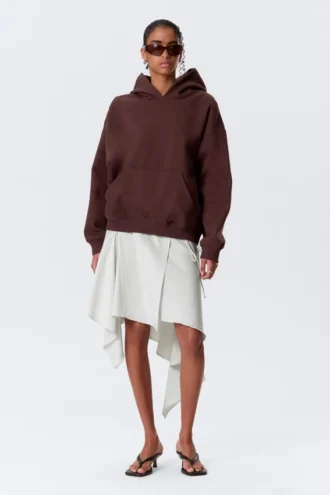 Sudadera con capucha oversize de tejido grueso – Rojo oscuro Sudadera con capucha oversize de tejido grueso – Rojo oscuro