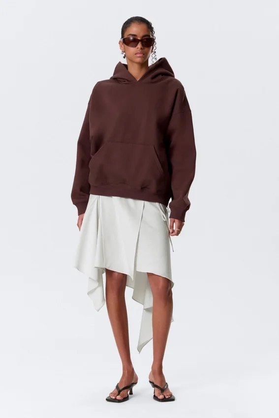 Sudadera con capucha oversize de tejido grueso – Rojo oscuro Sudadera con capucha oversize de tejido grueso – Rojo oscuro