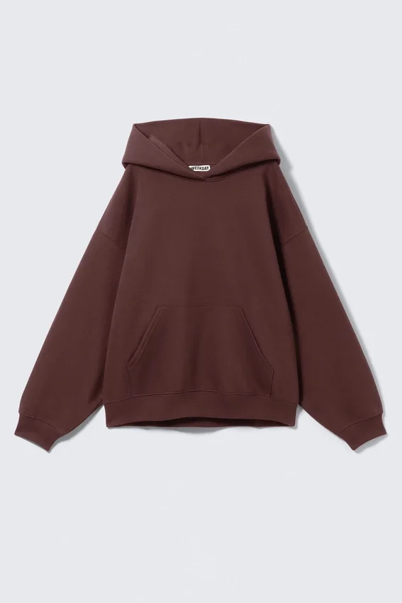 Sudadera con capucha oversize de tejido grueso – Rojo oscuro Sudadera con capucha oversize de tejido grueso – Rojo oscuro