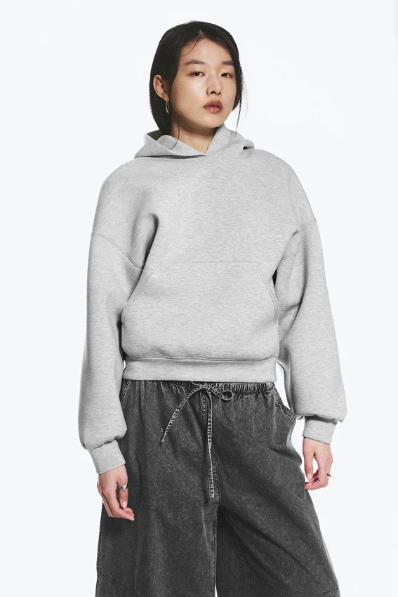 Sudadera con capucha oversize de tejido scuba – Gris claro Sudadera con capucha oversize de tejido scuba – Gris claro