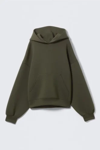 Sudadera con capucha oversize de tejido scuba – Verde caqui oscuro