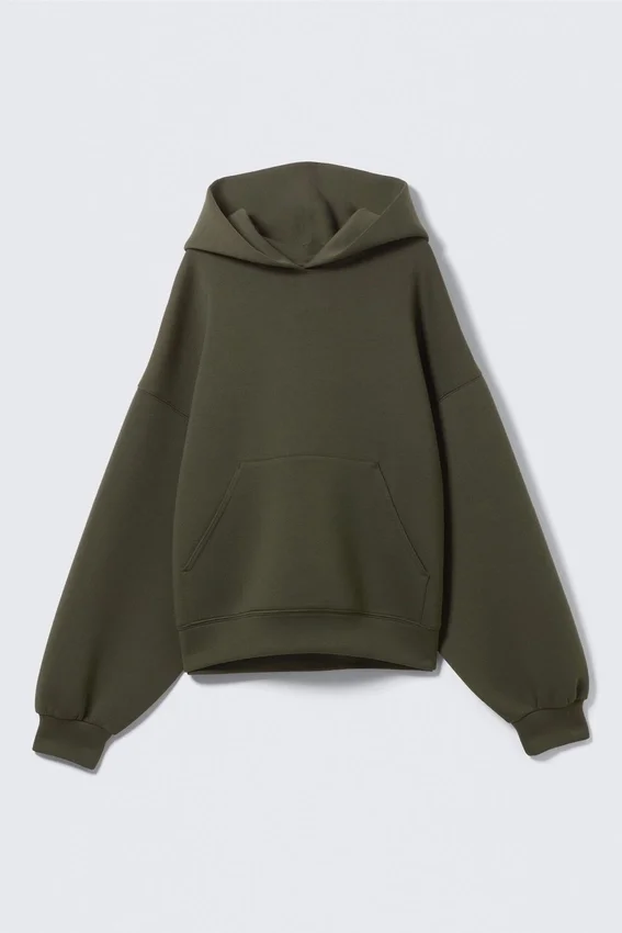Sudadera con capucha oversize de tejido scuba – Verde caqui oscuro Sudadera con capucha oversize de tejido scuba – Verde caqui oscuro