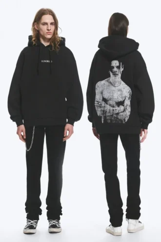 Sudadera con capucha oversize estampada de Yungblud – Negro apagado