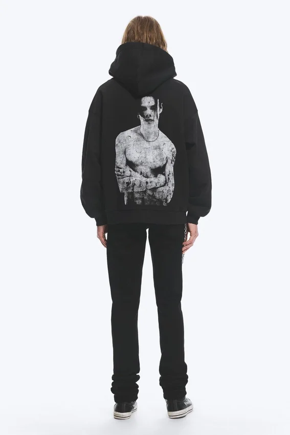 Sudadera con capucha oversize estampada de Yungblud – Negro apagado Sudadera con capucha oversize estampada de Yungblud – Negro apagado