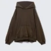 Sudadera con capucha oversize pesada bordada – Marrón oscuro Sudadera con capucha oversize pesada bordada – Marrón oscuro