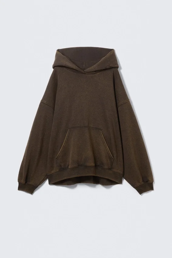 Sudadera con capucha oversize pesada bordada – Marrón oscuro Sudadera con capucha oversize pesada bordada – Marrón oscuro