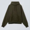 Sudadera con capucha raglán holgada – Verde oscuro Sudadera con capucha raglán holgada – Verde oscuro