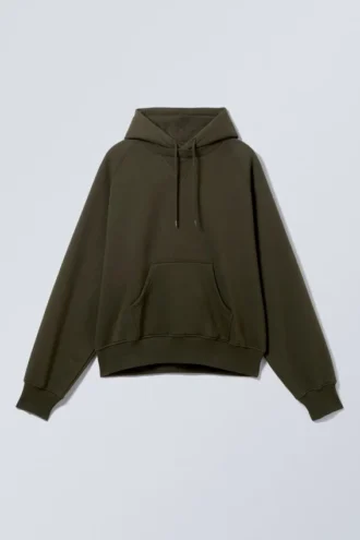 Sudadera con capucha raglán holgada – Verde oscuro
