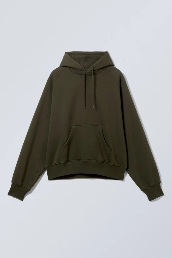 Sudadera con capucha raglán holgada – Verde oscuro Sudadera con capucha raglán holgada – Verde oscuro