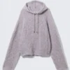 Sudadera con capucha y cordón de punto – Lila Sudadera con capucha y cordón de punto – Lila