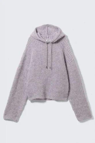 Sudadera con capucha y cordón de punto – Lila Sudadera con capucha y cordón de punto – Lila